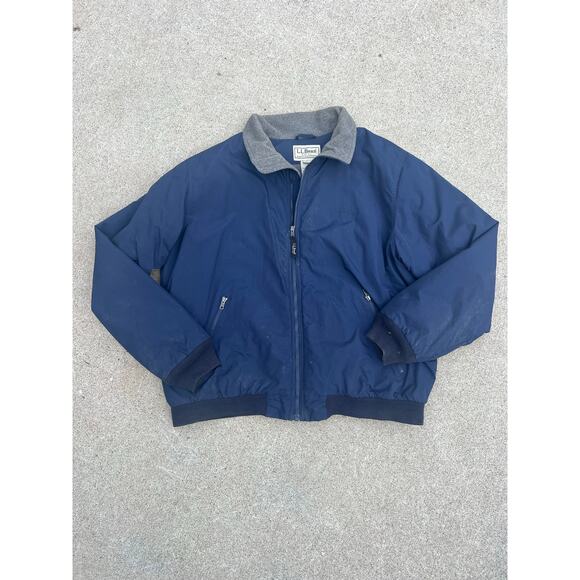 Vintage L.L. Bean Jacket Men Size XL REG Navy Fleece Collared Insulated Full Zip - Picture 1 of 6